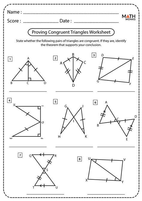 geometry worksheet congruent triangles